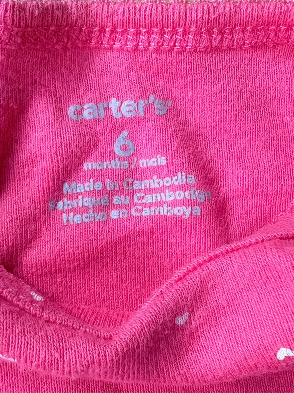 Carter's Hot Pink Short-Sleeve Bodysuit with Tiny White Hearts